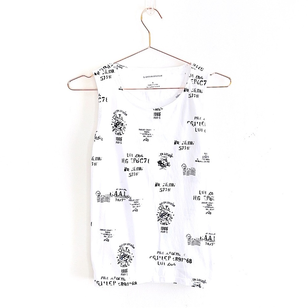 Anthropologie Avery Muscle Tank Top in Parisian Postmark Print Small
